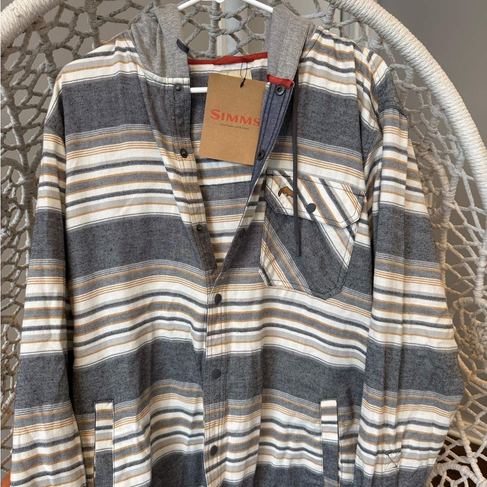 Simms Black and Slate Flannel Hoody